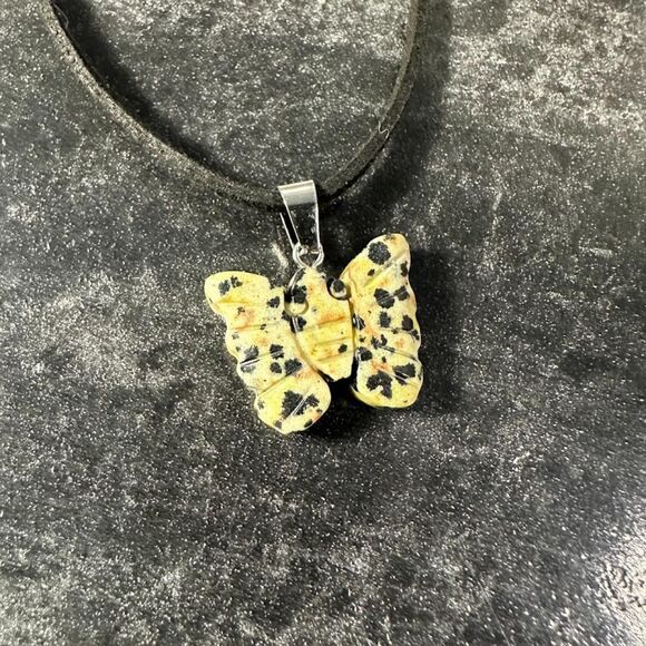Dalmatian Stone Butterfly Necklace - Picture 1 of 1